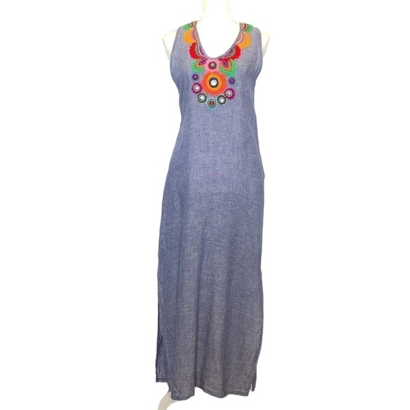 Dalhaa Dresses & Skirts - DALHAA THAILAND Maxi Dress Women's Size Medium Sleeveless Polka Dot Embroidered